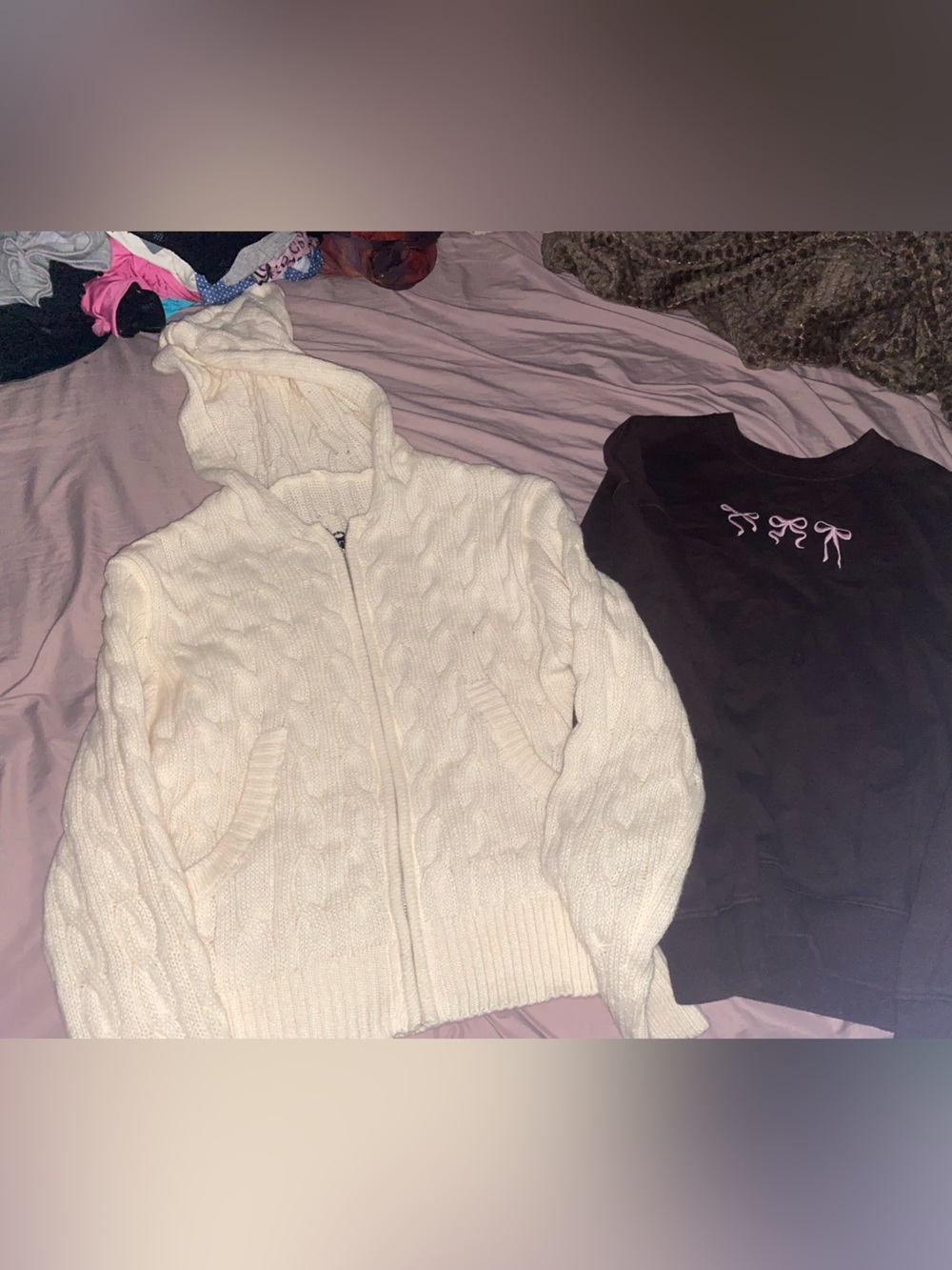 2 Cream Cable-Knit Zip-Up Hoodie Sweater